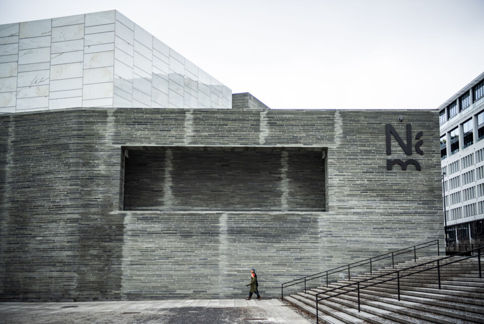 Nasjonalmuseet, museum for kunst, arkitektur og design i Oslo. 70 Nasjonalmuseet-ansatte har skrevet under på et opprop der de krever umiddelbar våpenhvile, at palestinsk kunst løftes fram, beskyttelse av palestinske kunstnere og boikott av israelske institusjoner. Foto: Rodrigo Freitas / NTB