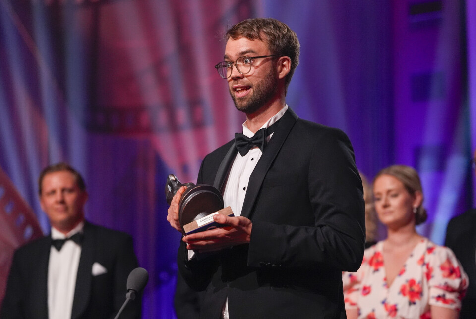 Regissør Benjamin Ree holder takketale etter at han og produsent Ingvil Giske vant Amandaprisen i kategorien Beste norske film for filmen «Ibelin.» Regissør Benjamin Ree holder takketale etter at han og produsent Ingvil Giske vant Amandaprisen i kategorien Beste norske film for filmen «Ibelin.» Foto: Jan Kåre Ness / NTB