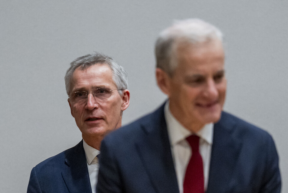 Finansminister Jens Stoltenberg (Ap) og statsminister Jonas Gahr Støre (Ap) under regjeringskonferanse på Statsministerens kontor tirsdag ettermiddag.