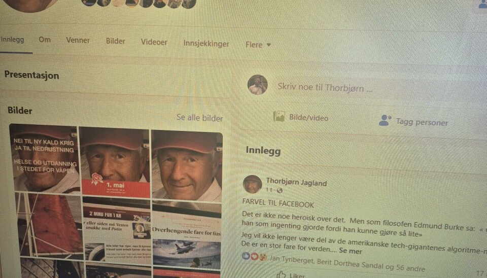 Jagland trekker seg fra Facebook