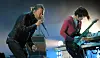 Radiohead-vokalist Thom Yorke og gitarist Jonny Greenwood, her fra en Radiohead-konsert på Coachella i USA i 2012.