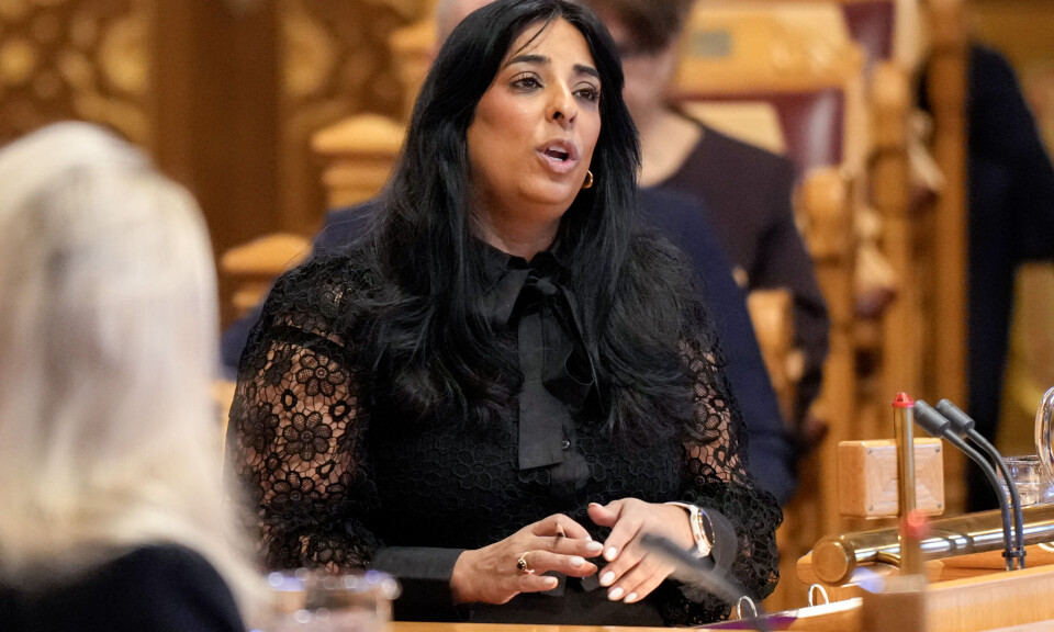 Lubna Boby Jaffery taler under spørretimen i Stortinget i Oslo