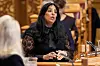 Lubna Boby Jaffery taler under spørretimen i Stortinget i Oslo