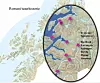 Et utvalg liggeplasser til tater-/romanifolk i deler av indre Troms basert på opplysninger fra informanter. (Programvaren QGIS er benyttet).