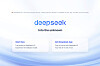 Skjermbilde av DeepSeek-nettside med logo, slogan og valg for å starte eller laste ned appen.
