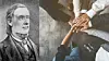 Deltakeres hender samlet i en lagøvelse ved siden av et historisk portrett.