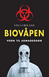 Bokplakat med biohazardsymbol, gul tittel og person i hvit vernedrakt med gassmaske.